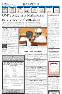 UNP Condemns Mahinda's Reference to Premadasa