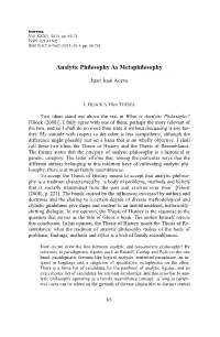 Analytic Philosophy As Metaphilosophy