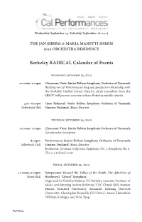 Berkeley RADICAL Calendar of Events