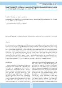 Dependence of Arctodiaptomus Salinus (Calanoida, Copepoda) Halotolerance on Exoosmolytes: New Data and a Hypothesis