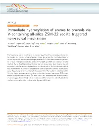 Immediate Hydroxylation of Arenes to Phenols Via V-Containing All-Silica ZSM-22 Zeolite Triggered Non-Radical Mechanism