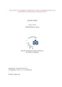 The Application of Semantic Web Technologies to Content Analysis in Sociology
