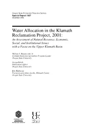 Water Allocation in the Klamath Reclamation Project (Oregon State