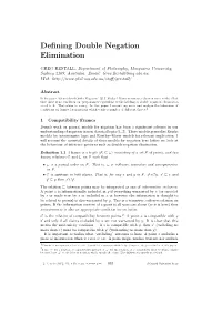 Defining Double Negation Elimination