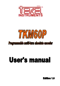 Edition 1.0 2/40 TKM60P User's Manual