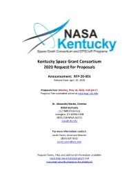Kentucky Space Grant Consortium 2020 Request for Proposals
