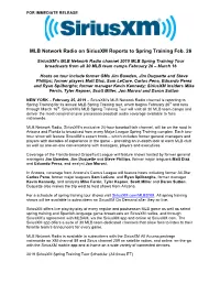 MLB Network Radio on Siriusxm Reports to Spring Training Feb. 26