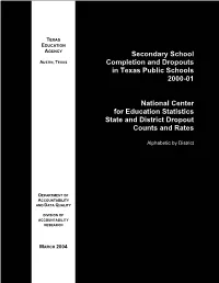 National Center for Education Statistics State and District Dropout Counts and Rates