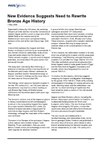 New Evidence Suggests Need to Rewrite Bronze Age History 1 May 2006