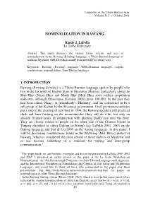 Nominalization in Rawang*