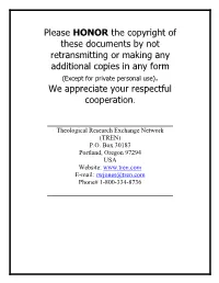 Please HONOR the Copyright of These Documents by Not Retransmitting Or Making Any Additional Copies in Any Form (Except for Private Personal Use)