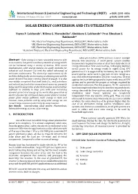Solar Energy Conversion and Its Utilization