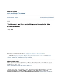 The Necessity and Detriment of Shame As Presented in John Calvin's Institutes