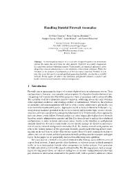 Handling Stateful Firewall Anomalies