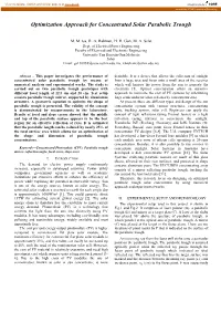 Optimization Approach for Concentrated Solar Parabolic Trough
