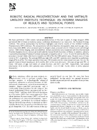 Robotic Radical Prostatectomy and the Vattikuti Urology Institute Technique: an Interim Analysis of Results and Technical Points