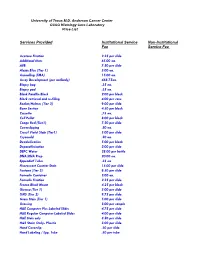 Services Provided Institutional Service Non-Institutional Fee Service Fee
