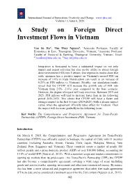 A Study on Foreign Direct Investment Flows in Vietnam