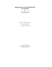 Check List of the Cicindelidae of Oceania