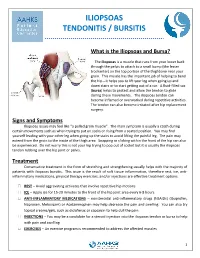 Iliopsoas Tendonitis/Bursitis Exercises
