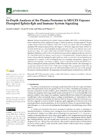 In-Depth Analysis of the Plasma Proteome in ME/CFS Exposes Disrupted Ephrin-Eph and Immune System Signaling