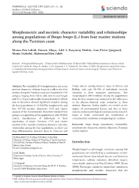 Morphometric and Meristic Character Variability and Relationships Among Populations of Boops Boops (L.) from Four Marine Stations Along the Tunisian Coast