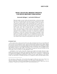Novel Solar Sail Mission Concepts for Space Weather Forecasting