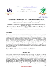 Performance Evaluation of Java File Security System (JFSS)