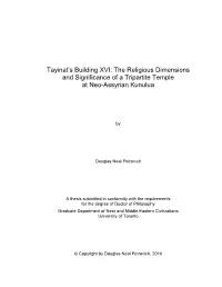 Tayinat's Building XVI: the Religious Dimensions and Significance of A