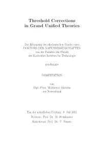 Threshold Corrections in Grand Unified Theories