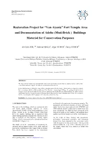 Van Ayanis” Fort Temple Area and Documentation of Adobe (Mud-Brick ) Buildings Material for Conservation Purposes
