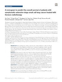 A Nomogram to Predict the Overall Survival of Patients with Symptomatic Extensive-Stage Small Cell Lung Cancer Treated with Thoracic Radiotherapy