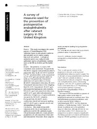 A Survey of Measures Used for the Prevention of Postoperative