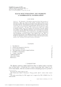 Black Hole Formation and Stability: a Mathematical Investigation