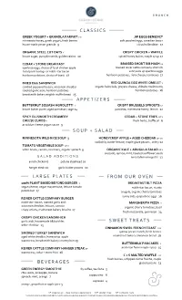 Cedar Stone Fall Brunch Menu
