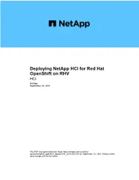 Deploying Netapp HCI for Red Hat Openshift on RHV HCI Netapp September 23, 2021