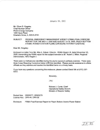 Fema) Final Exercise Report for the May 4, 2000 and August 14-15, 2000, Peach Bottom Atomic Power Station Plume Exposure Pathway Exercise