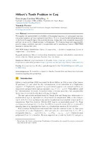 Hilbert's Tenth Problem In