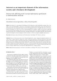 Internet As an Important Element of the Information Society and E-Business Development