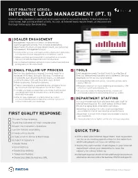 Internet Lead Management (Pt