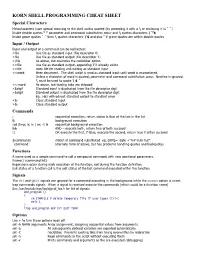 Korn Shell Programming Cheat Sheet