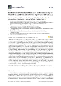 Lanthanide-Dependent Methanol and Formaldehyde Oxidation in Methylobacterium Aquaticum Strain 22A