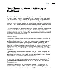 Too Cheap to Meter”: a History of the Phrase