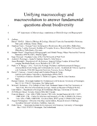 Unifying Macroecology and Macroevolution to Answer Fundamental