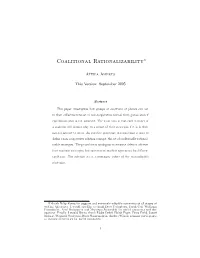 Coalitional Rationalizability*