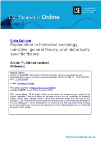 Explanation in Historical Sociology: Narrative, General Theory, and Historically Specific Theory