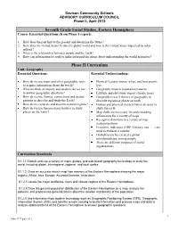 Seventh Grade Social Studies, Eastern Hemisphere Course Essential Questions (From Phase I Report)
