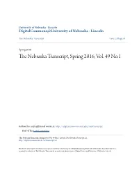 The Nebraska Transcript, Spring 2016, Vol. 49 No.1