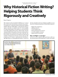 Why Historical Fiction Writing? Helping Students Think Rigorously and Creatively