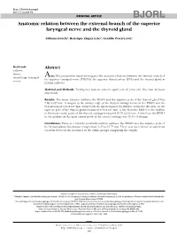 Anatomic Relation Between the External Branch of the Superior Laryngeal Nerve and the Thyroid Gland